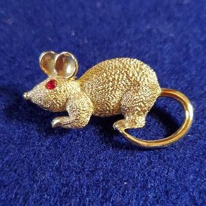 Goldtone Mouse Brooch Pin
